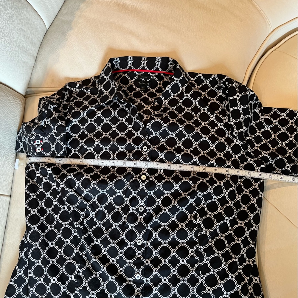 Talbots Black and White Geometric Blouse - Picture 7 of 7